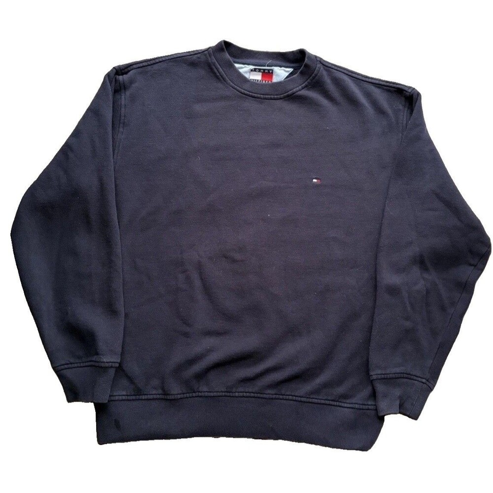 Tommy Hilfiger Crewneck Sweatshirt Black Embroidered Logo Men’s Size Medium